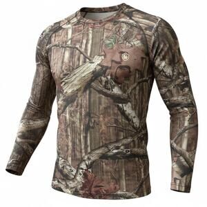 Game Winner Men's T Shirt Long Sleeve SizeXL Camouflage Tree Pattern